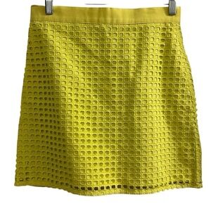 LOFT Petites Women's Size 4 Neon Yellow Eyelet A-Line Short Skirt